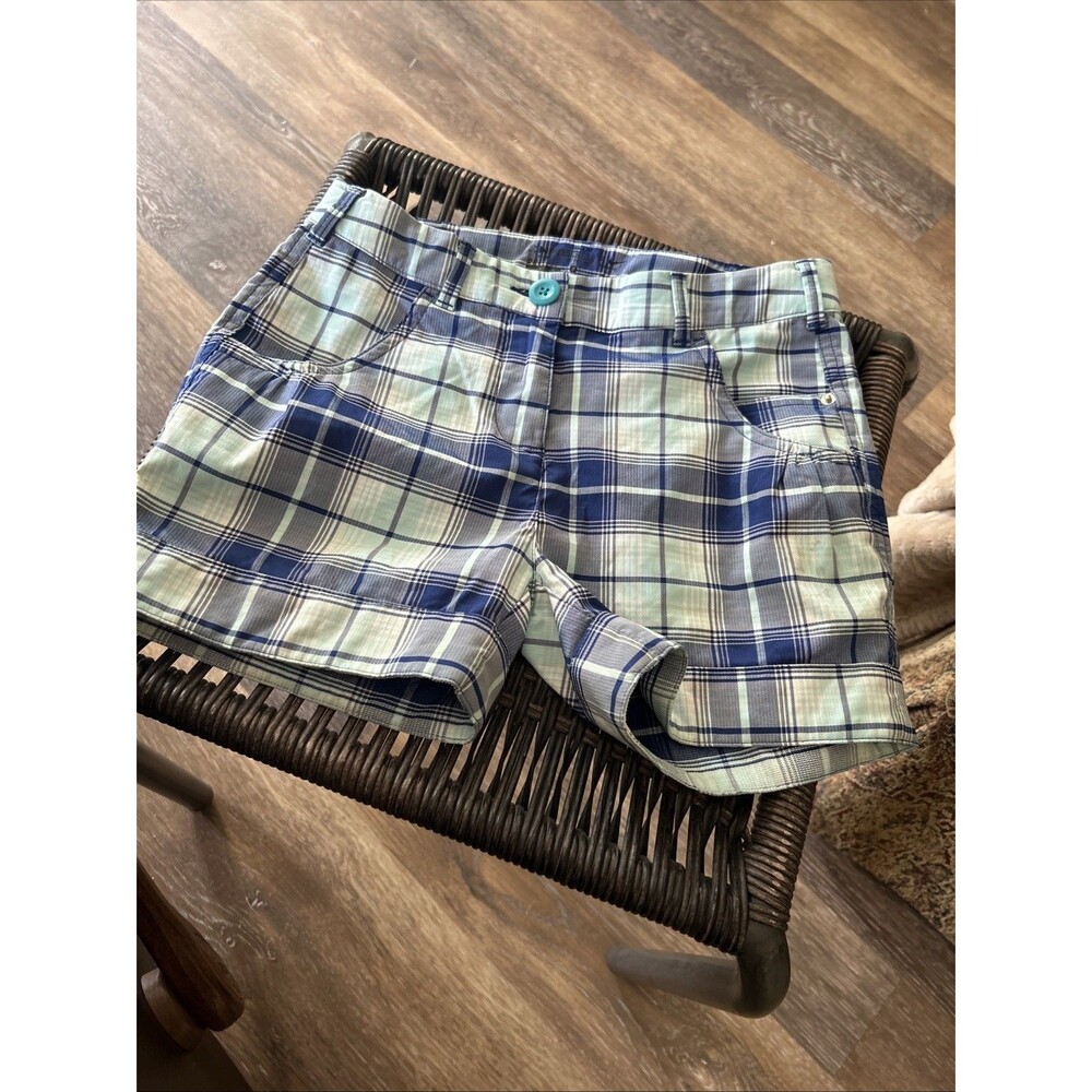 E12 Nike Golf Dri-Fit Shorts Girls Size SM Blue Plaid Adjustable Waist 3" Inseam